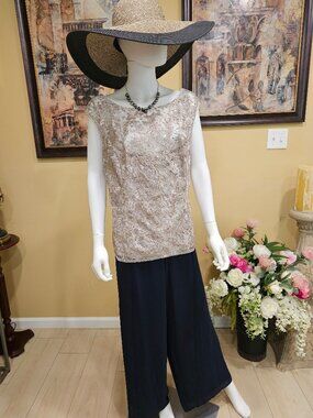 Adrianna Pappel Women's Laced and Sequin Illusion Top in Marble ,Size 18 NWT